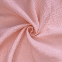 Ткань Муслин Жатый, цвет Нежно-Розовый (на отрез)  в Азове