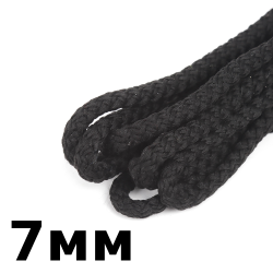 Шнур с сердечником 7мм,  Чёрный (плетено-вязанный, плотный)  в Азове